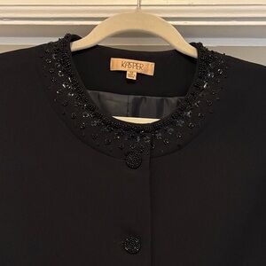 Kasper Black Beaded Collar Jacket